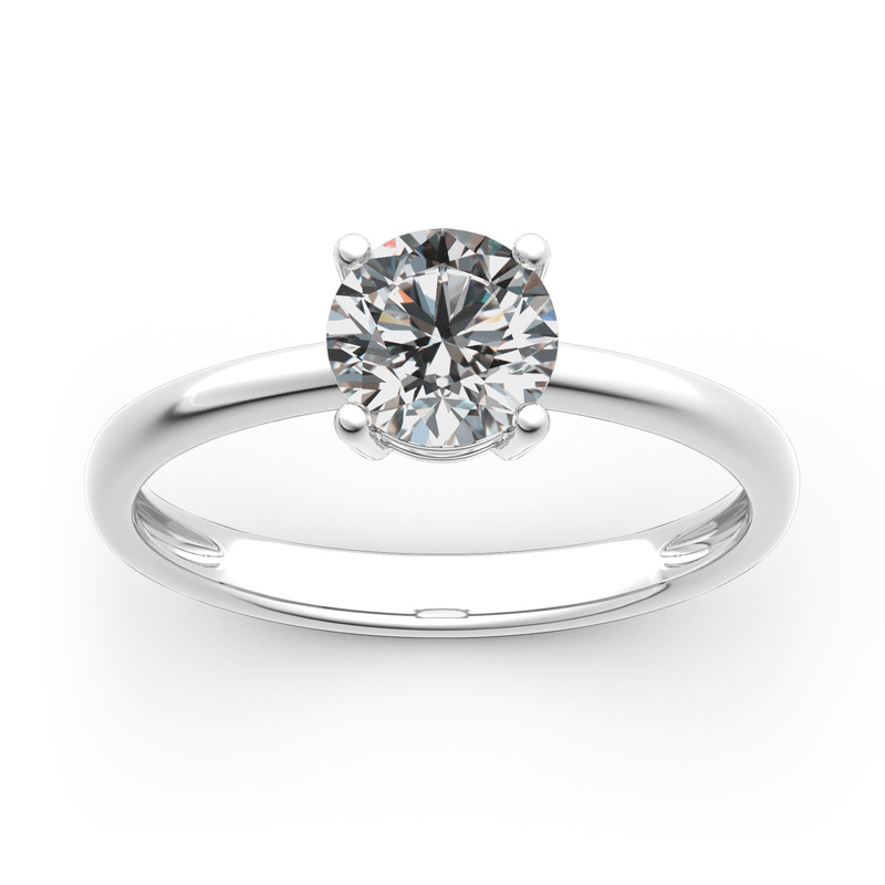 Jeulia ソリティア 10K 14K 18K ゴールド プラチナ ラウンドカット リング 結婚指輪