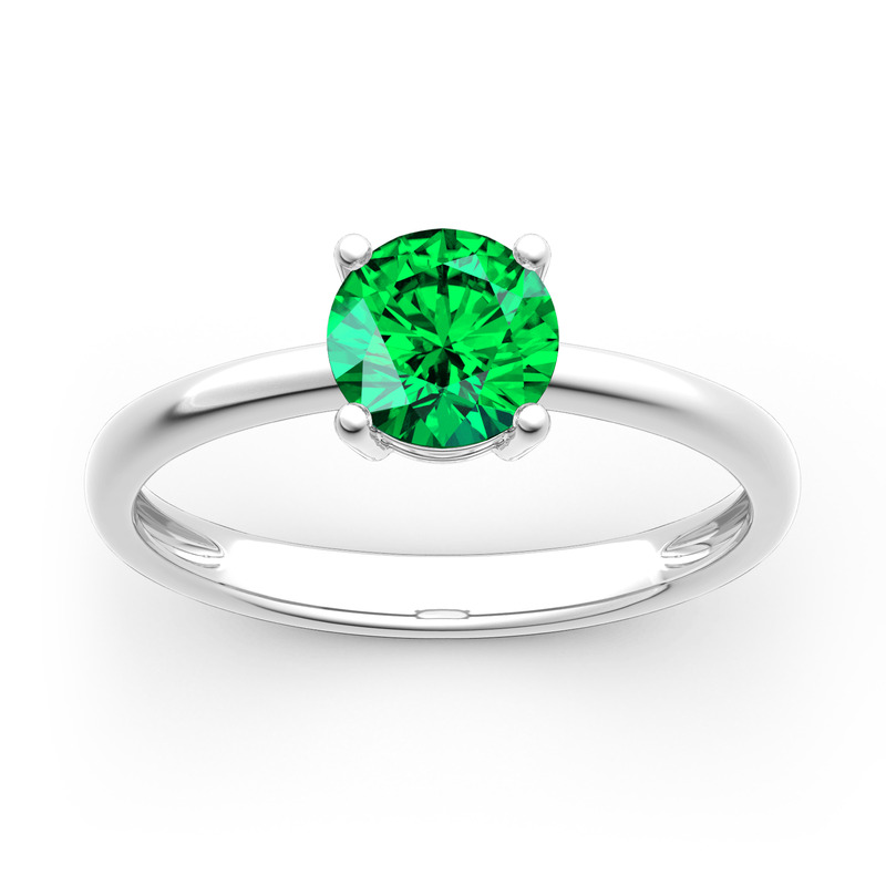 Emerald Green White Gold Engagement Ring