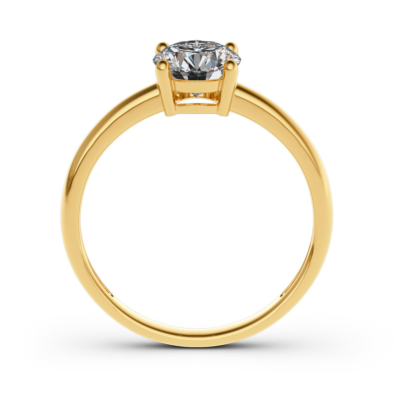 Jeulia Anillo 10K/14K/18K Oro De Talla Redonda Con Solitario En Oro