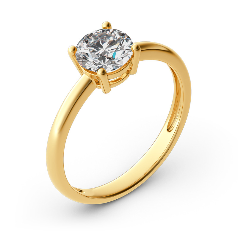 Jeulia Anillo 10K/14K/18K Oro De Talla Redonda Con Solitario En Oro