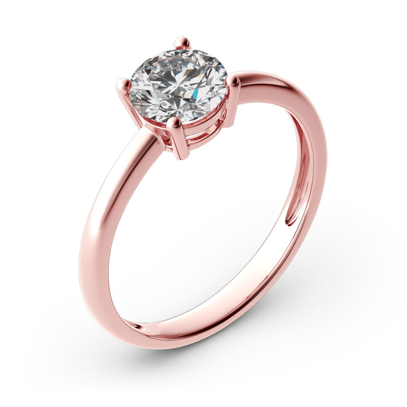 Jeulia ソリティア 10K 14K 18K ゴールド プラチナ ラウンドカット リング 結婚指輪