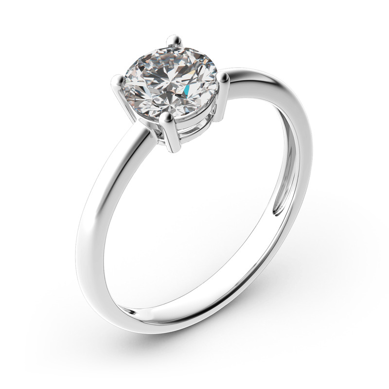 Jeulia ソリティア 10K 14K 18K ゴールド プラチナ ラウンドカット リング 結婚指輪