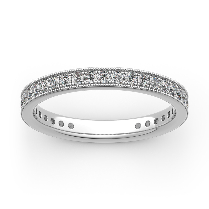 Jeulia Milgrain Eternity Sterling Silver Band