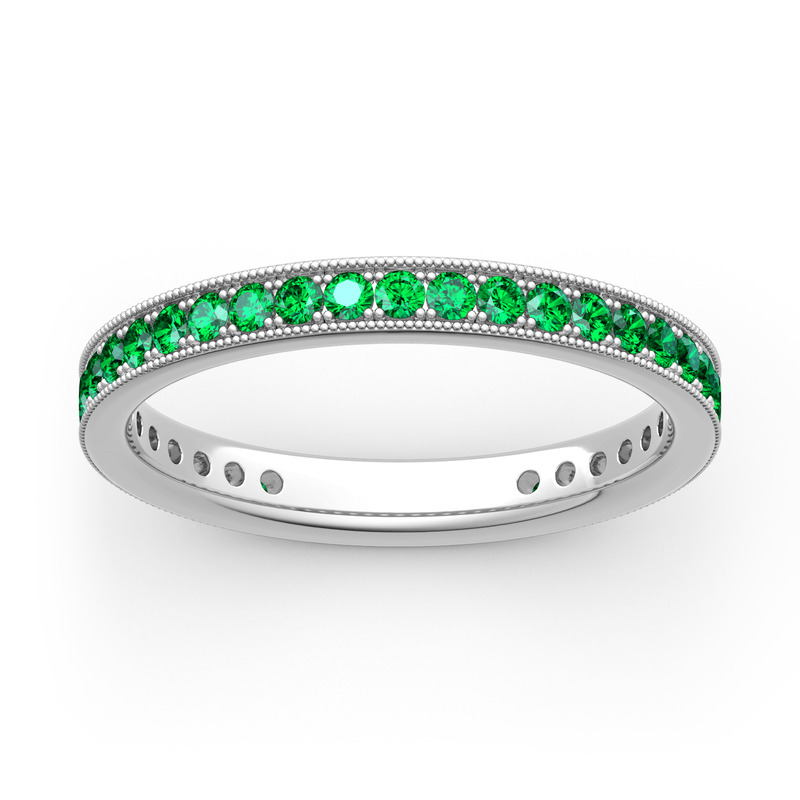 Jeulia Milgrain Eternity Sterling Silver Band
