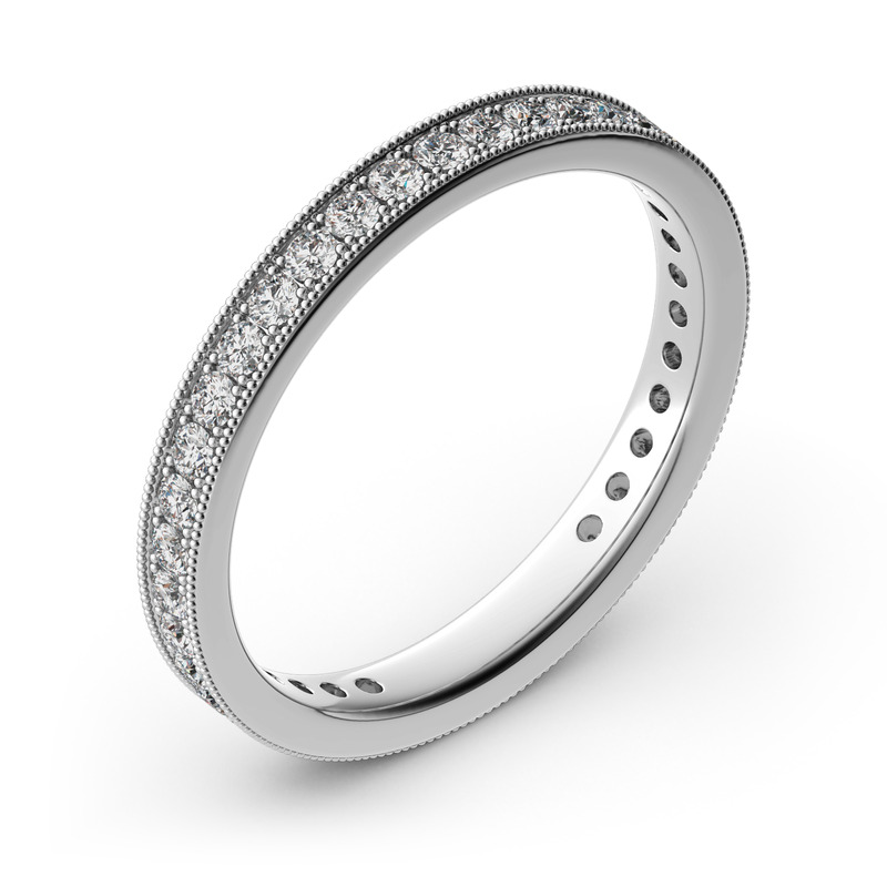 Jeulia Milgrain Eternity Sterling Silver Band