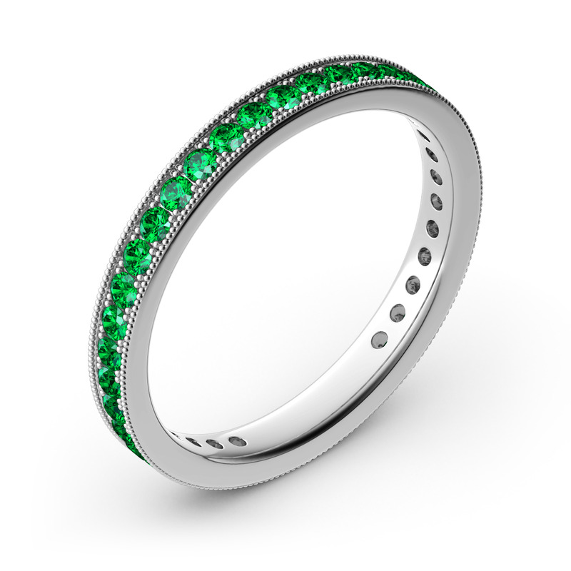 Jeulia Milgrain Eternity Sterling Silver Band