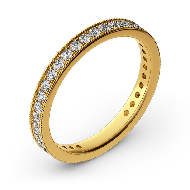 Jeulia Milgrain Eternity Sterling Silver Band