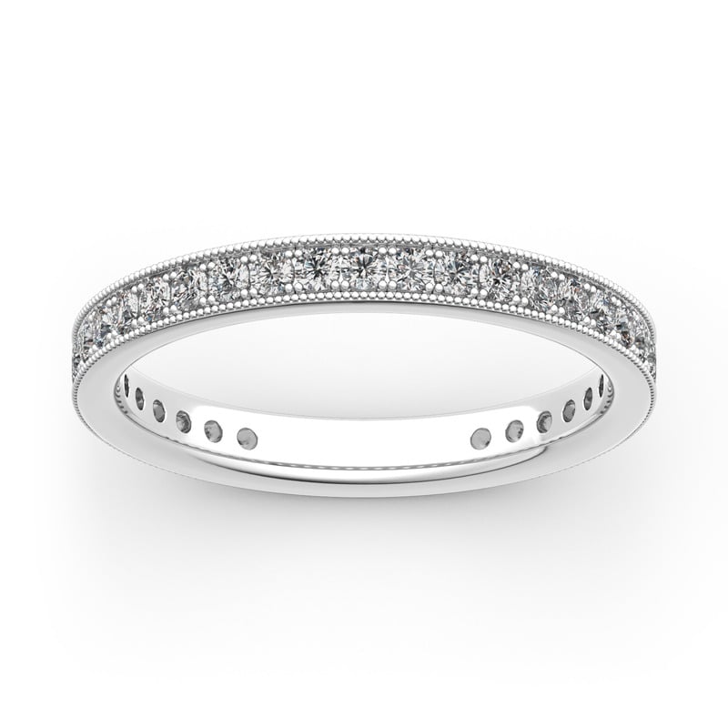 Jeulia 10K/14K/18K Gold Platinum Milgrain Eternity Band