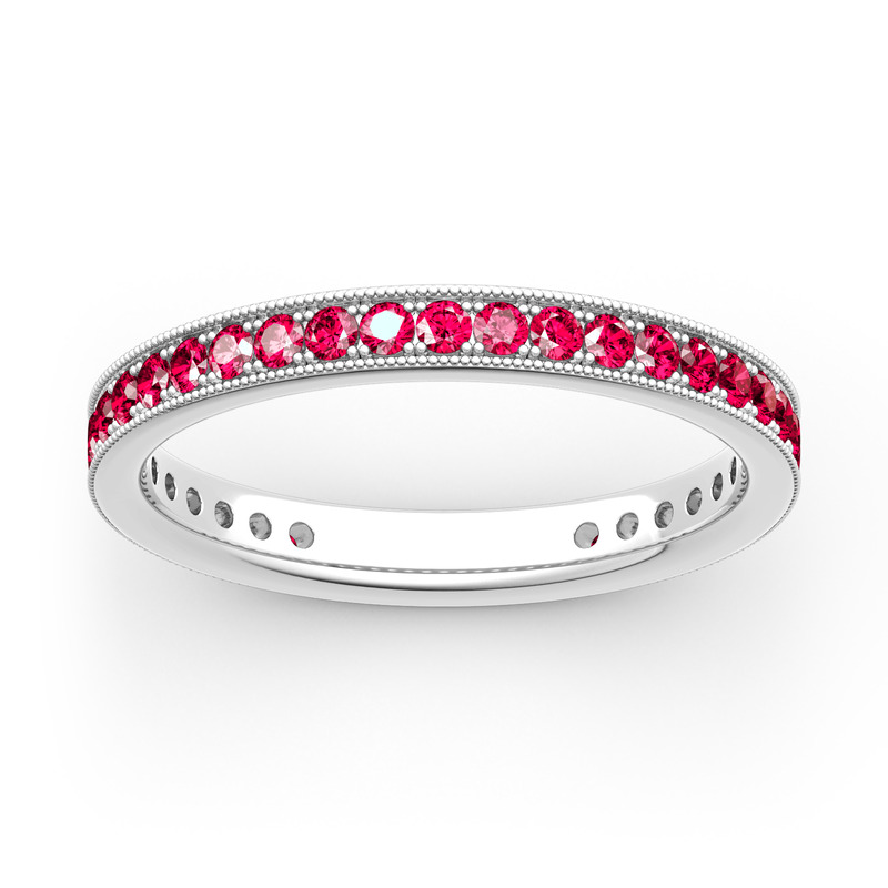Jeulia 10K/14K/18K Gold Platinum Milgrain Eternity Band