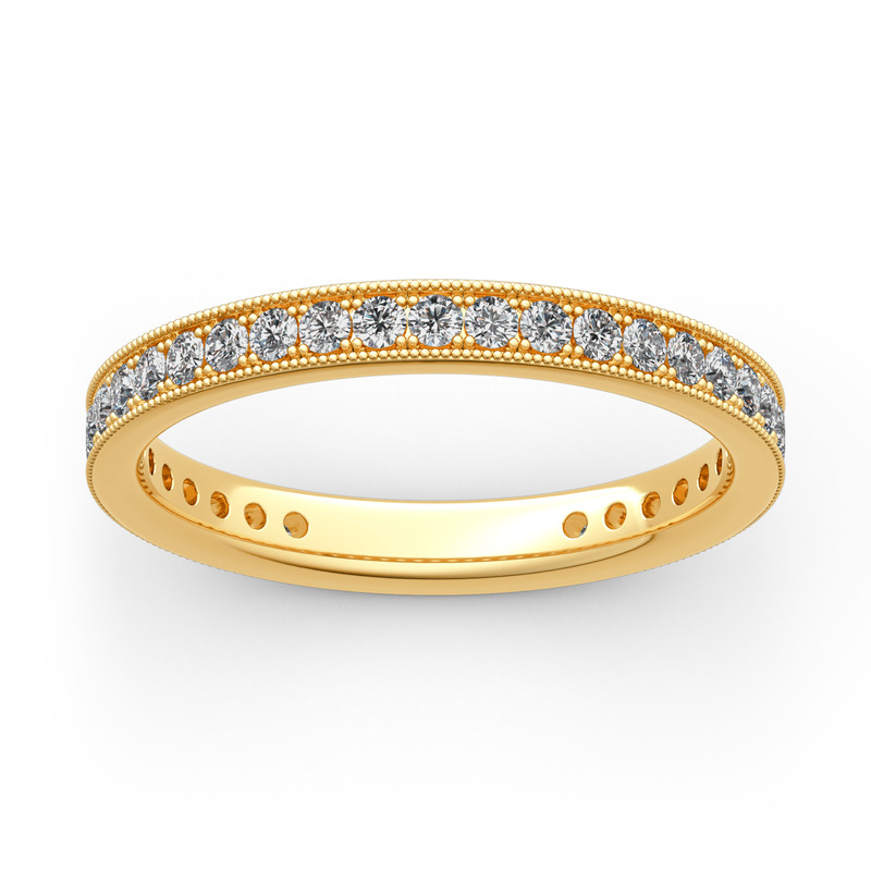 Jeulia 10K/14K/18K Gold Platinum Milgrain Eternity Band