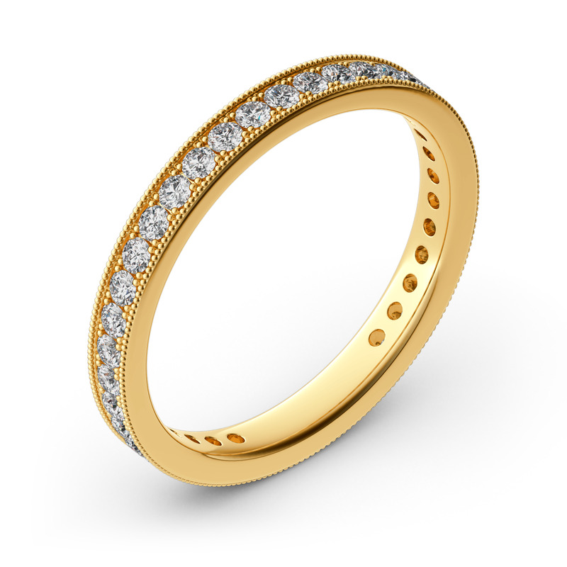 Jeulia Alliance Femme 10K/14K/18K Or Platine Eternité Personnalisé Coupe Rond Bague de Mariage