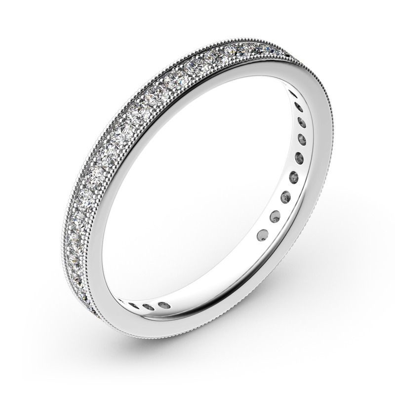 Jeulia 10K/14K/18K Gold Platinum Milgrain Eternity Band