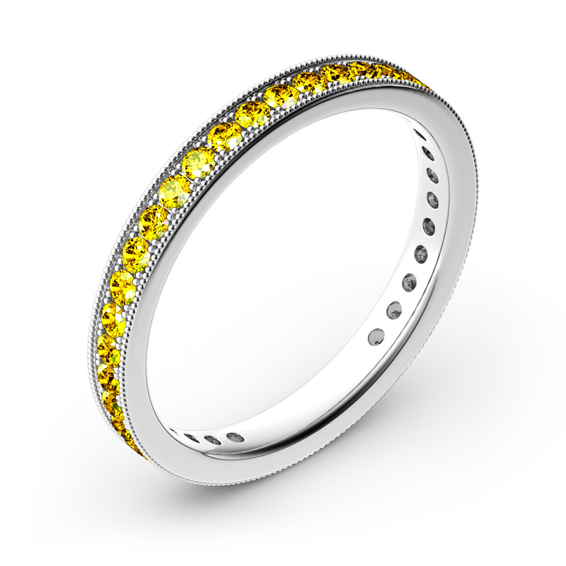 Jeulia 10K/14K/18K Gold Platinum Milgrain Eternity Band