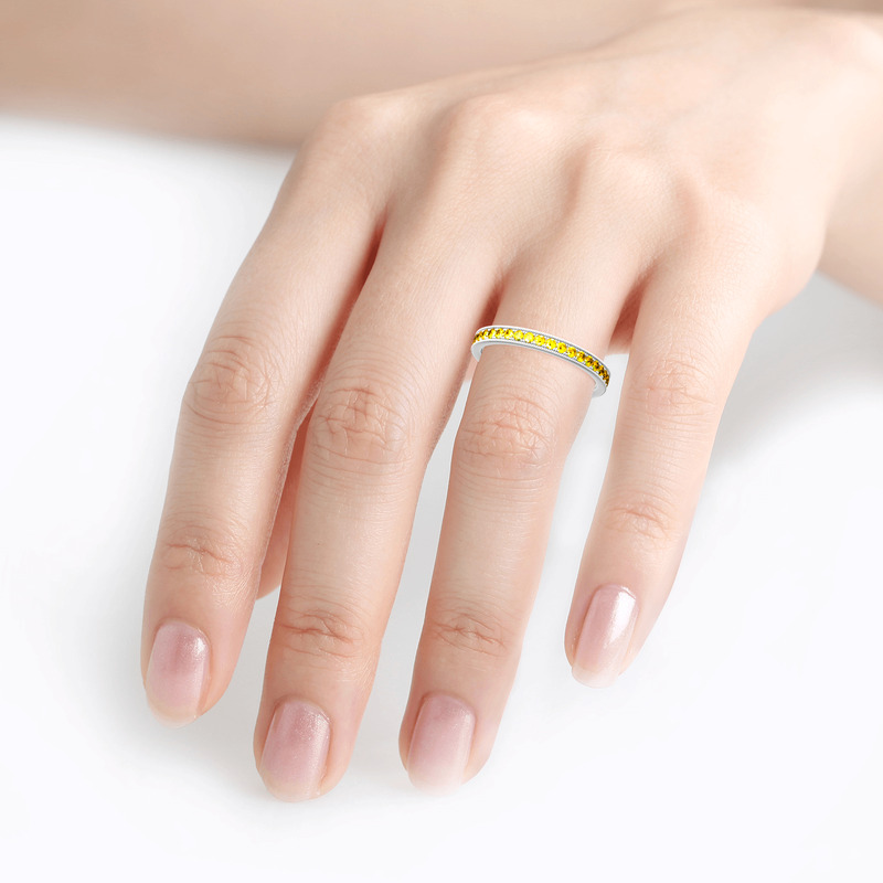 Jeulia 10K/14K/18K Gold Platinum Milgrain Eternity Band
