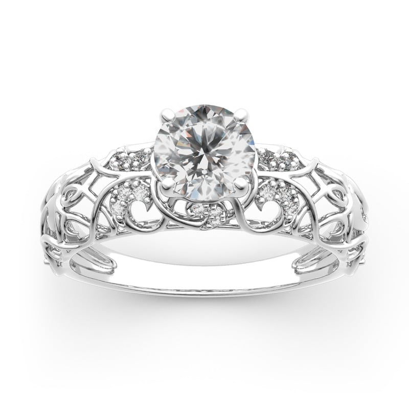 Jeulia 10K/14K/18K Gold Platinum Round Cut Vines Design Ring
