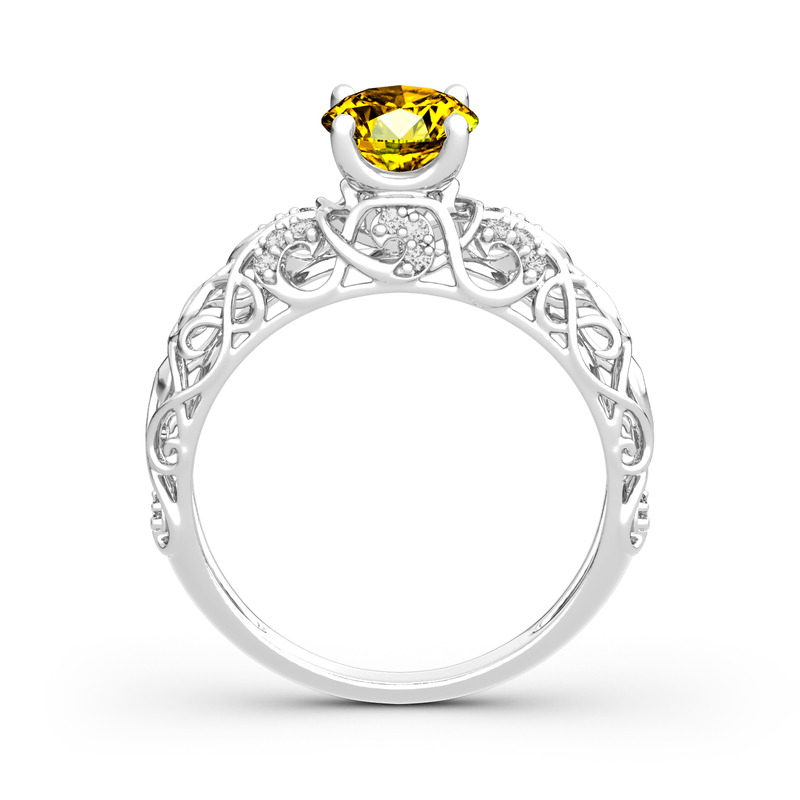 Jeulia 10K/14K/18K Gold Platinum Round Cut Vines Design Ring