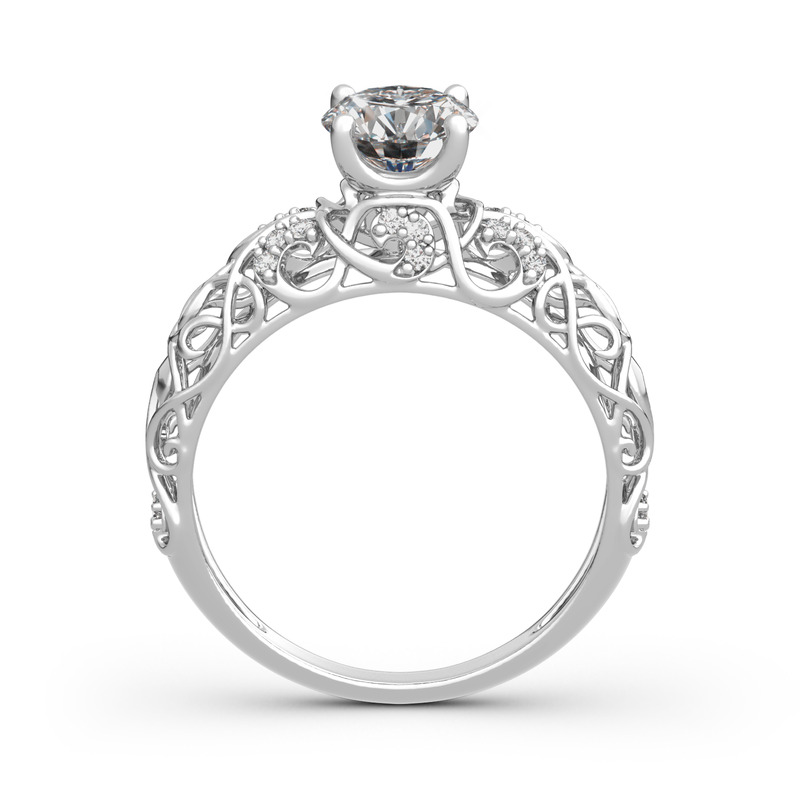 Jeulia Moissanite Rotondo Taglio Vigna Forma Anello 10K/14K/18K Oro Platino