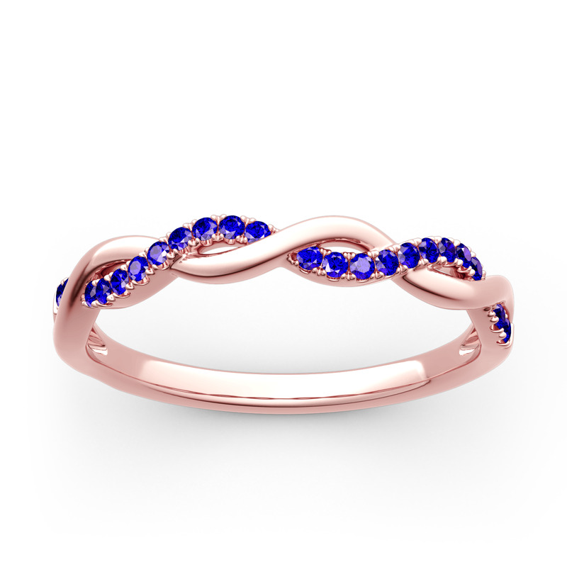 Jeulia Twist Round Cut Sterling Silver Band
