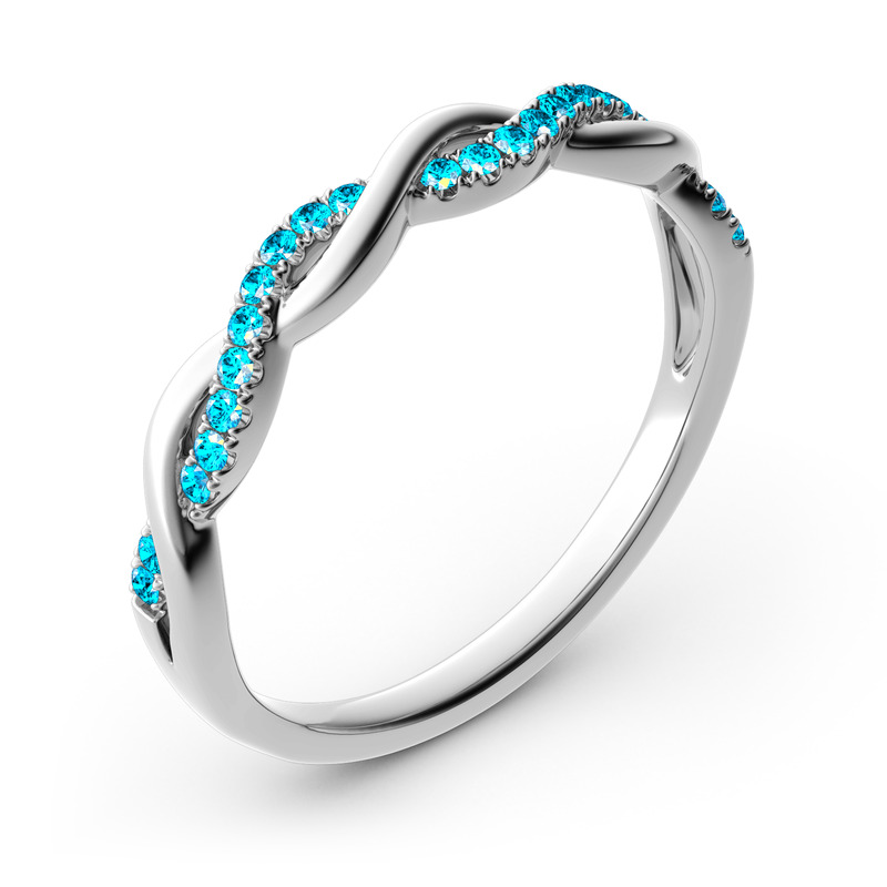 Jeulia Anillo entrelazado de con piedra de corte de plata de ley