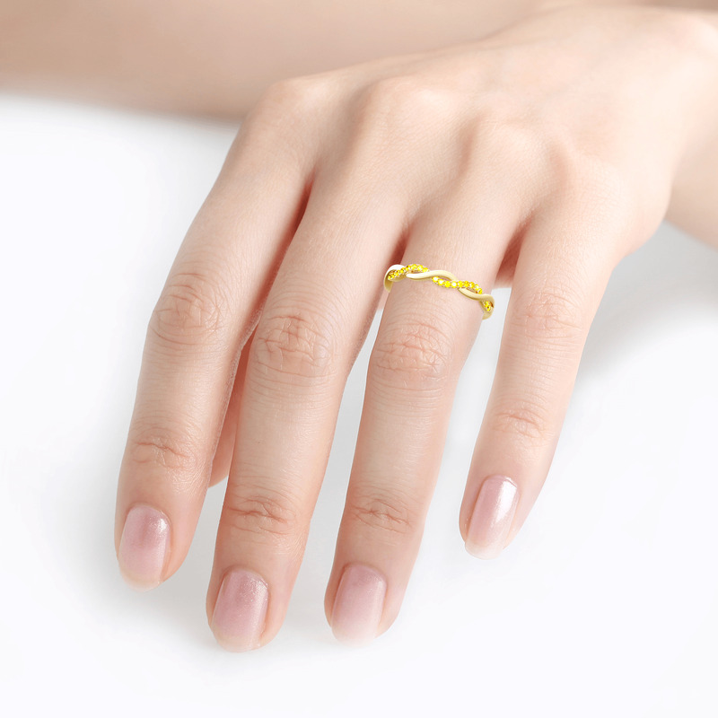 Jeulia Anillo Entrelazado De 10K/14K/18K Oro Blanco Con Piedra De Corte
