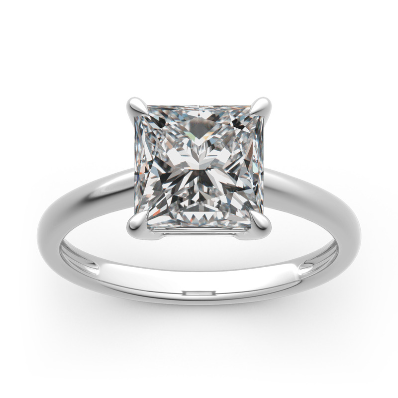 Jeulia Princess Cut Solitaire Sterling Silver Ring