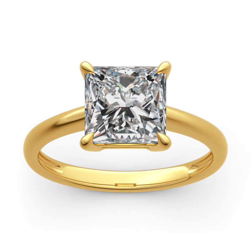 Jeulia Anillo de con princesa con piedra cuadrada diseño de plata de ley