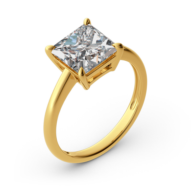 Jeulia Anillo de con princesa con piedra cuadrada diseño de plata de ley