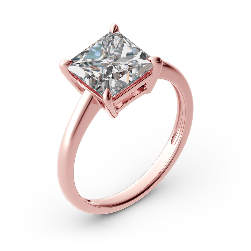 Jeulia Princess Cut Solitaire Sterling Silver Ring