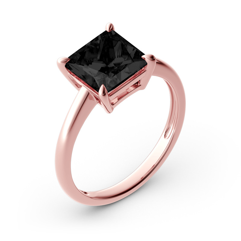 Jeulia Anello Solitario Taglio Princess Argento Sterling