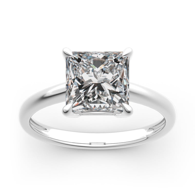 Jeulia Princesa Con Piedra Cuadrada Diseño Solitario Anillo De 10K/14K/18K Oro Blanco