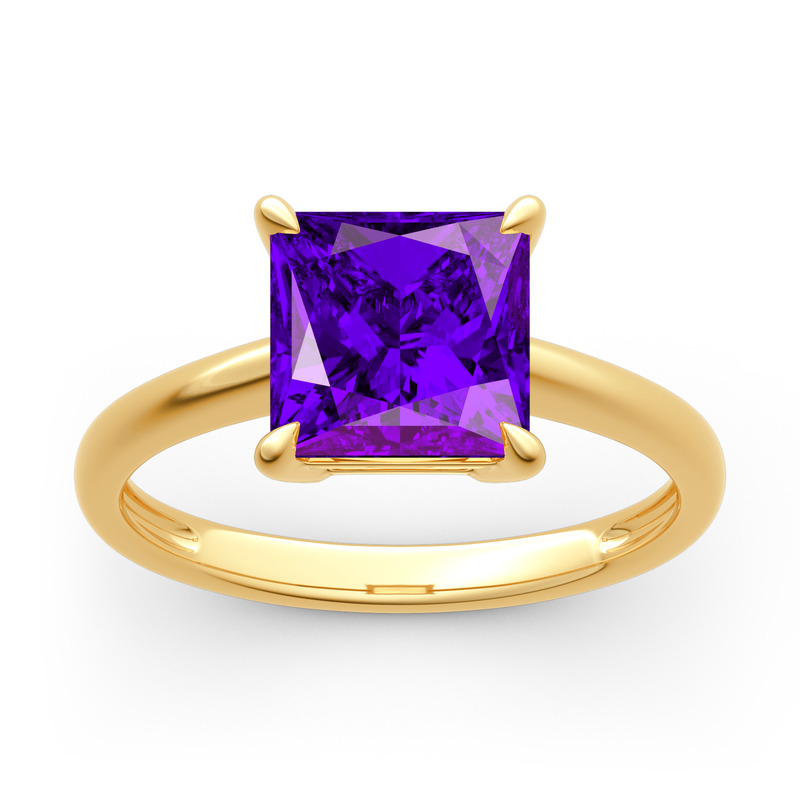 Jeulia 10K/14K/18K Gold Platinum Princess Cut Solitaire Ring