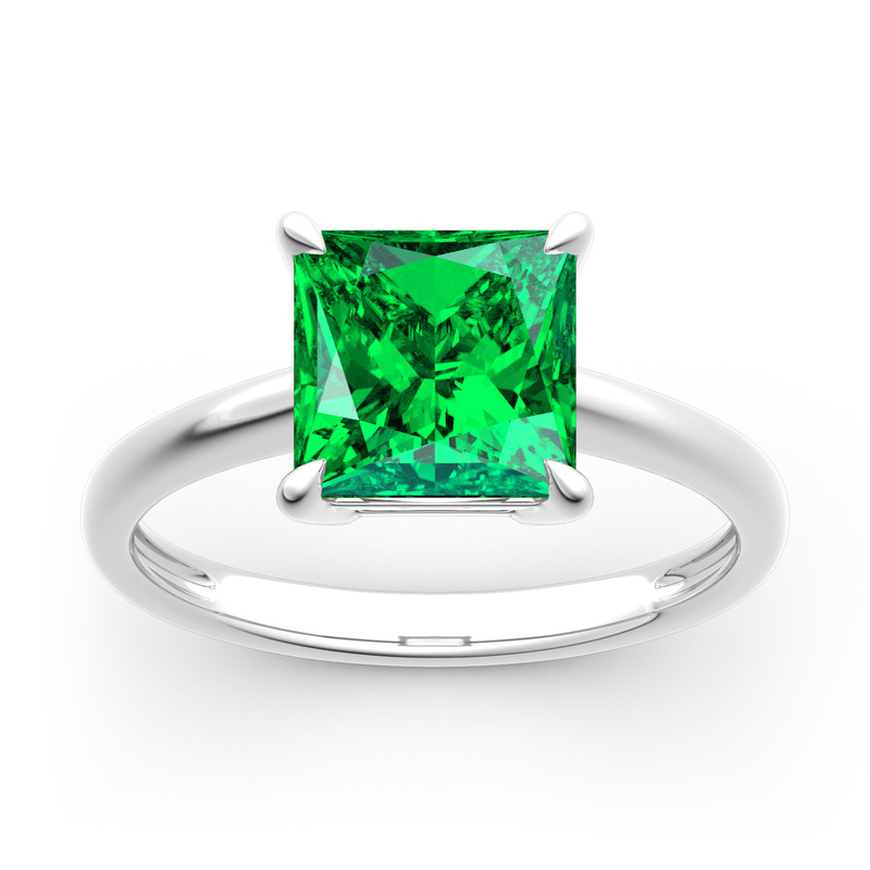 Princess Emerald Engagement Ring Platinum