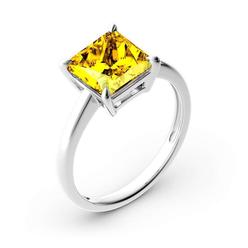Jeulia Anello Solitario Con 10K/14K/18K Oro Platino Taglio Princess