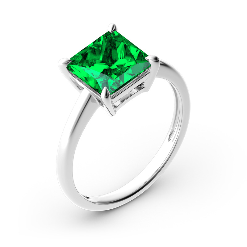 Jeulia Anello Solitario Con 10K/14K/18K Oro Platino Taglio Princess