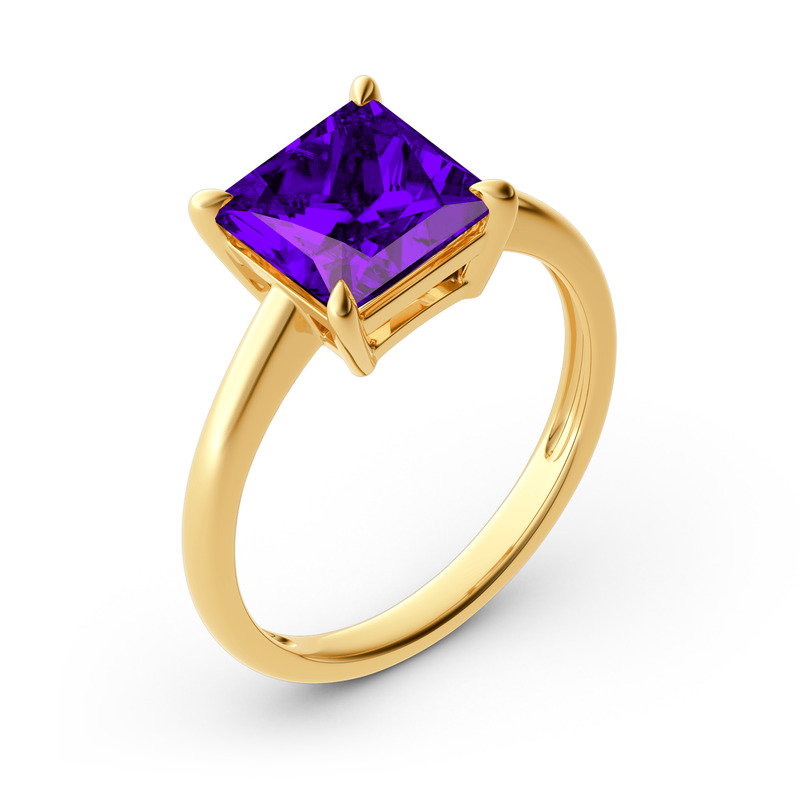 Jeulia 10K/14K/18K Gold Platinum Princess Cut Solitaire Ring