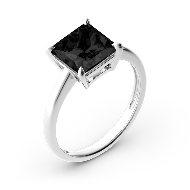 Jeulia Anello Solitario Con 10K/14K/18K Oro Platino Taglio Princess