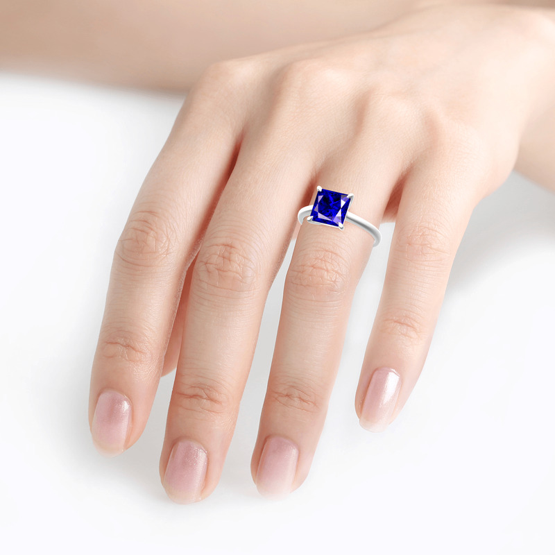 Jeulia Anello Solitario Con 10K/14K/18K Oro Platino Taglio Princess