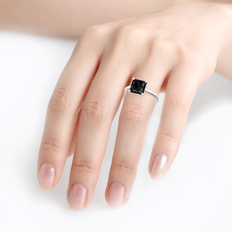 Jeulia Anello Solitario Con 10K/14K/18K Oro Platino Taglio Princess