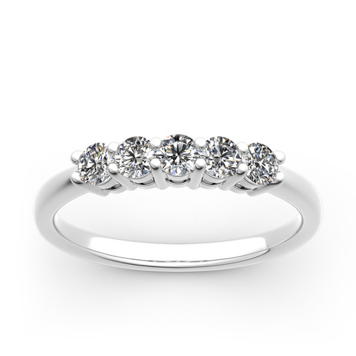 Jeulia 10K/14K/18K Gold Platinum Five Stone Round Cut Band