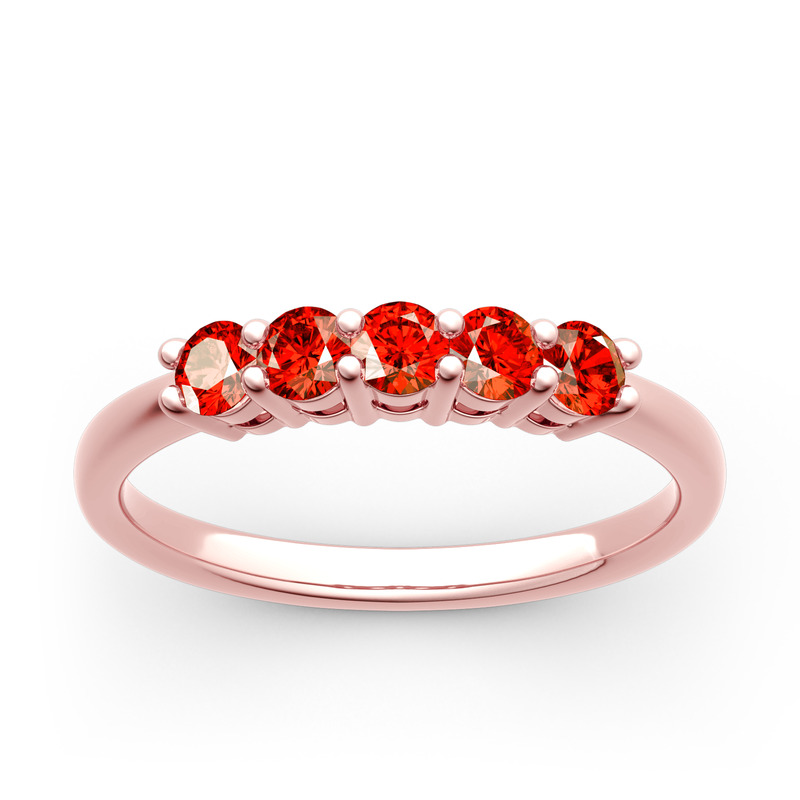 Jeulia Cinco Piedras Redondas Anillo  De 10K/14K/18K Oro Blanco