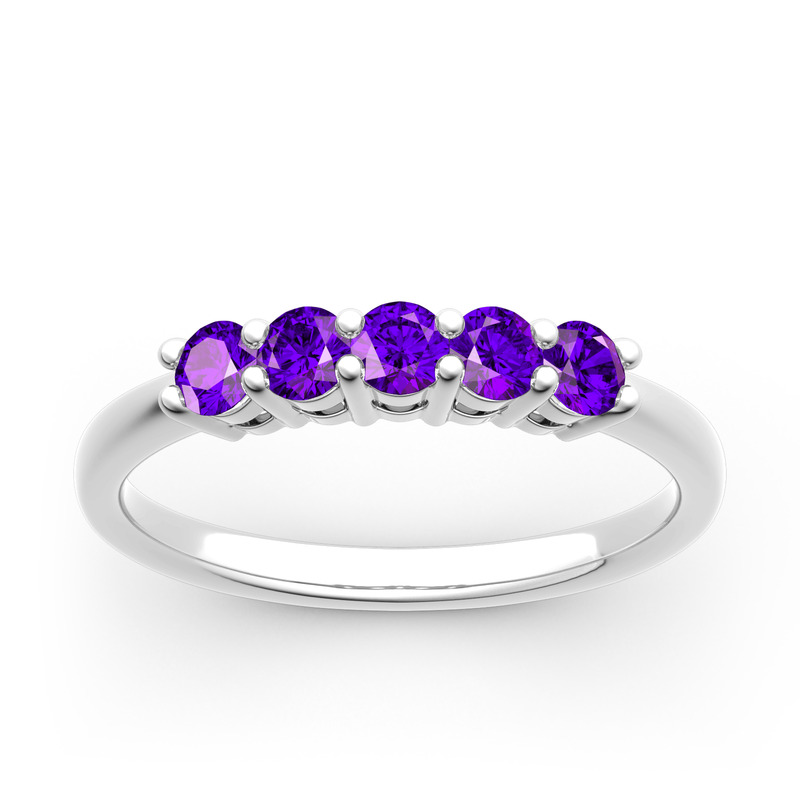 Jeulia Alliance 10K/14K/18K Or Platine Femme Cinq Pierres Moissanite