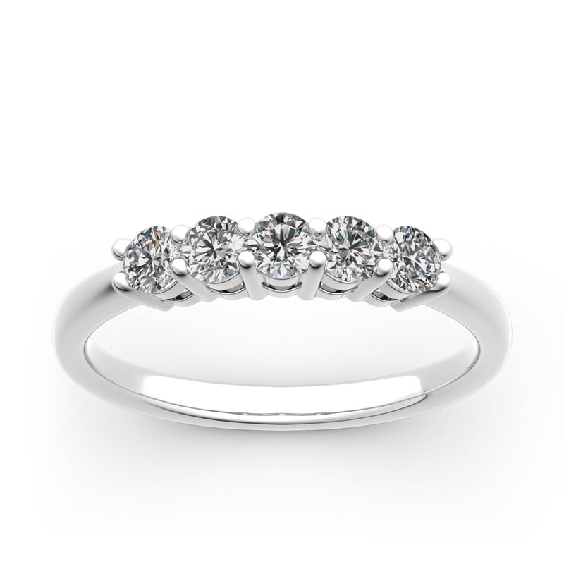 Jeulia 10K/14K/18K Gold Platinum Five Stone Round Cut Band