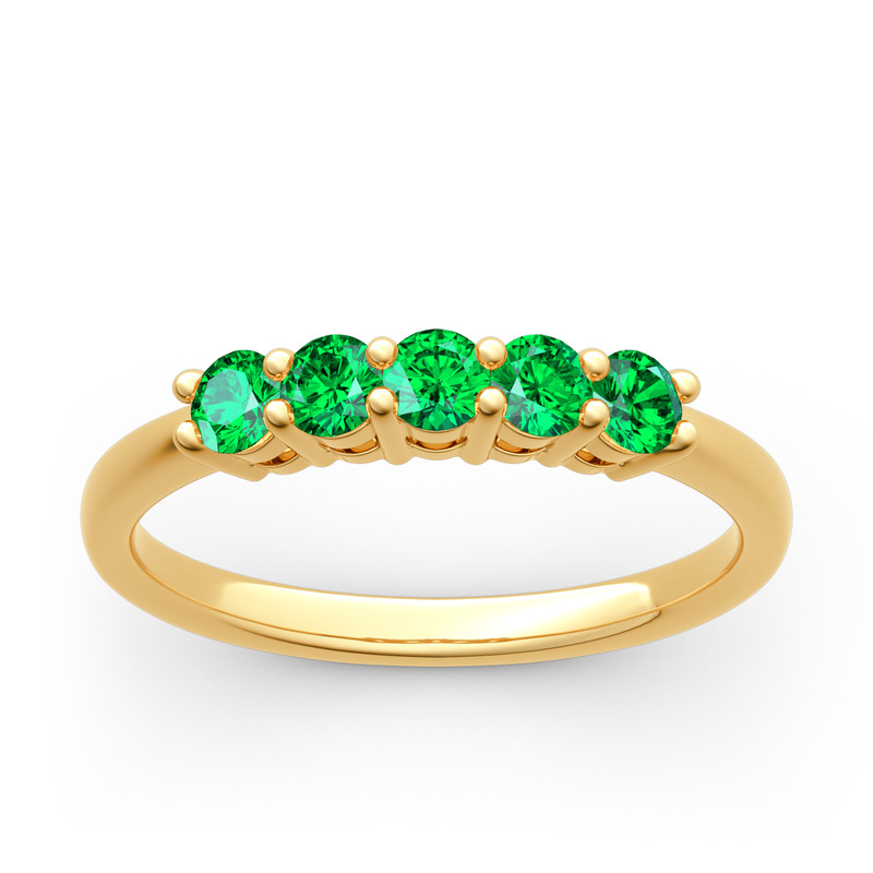 Jeulia 10K/14K/18K Gold Platinum Five Stone Round Cut Band