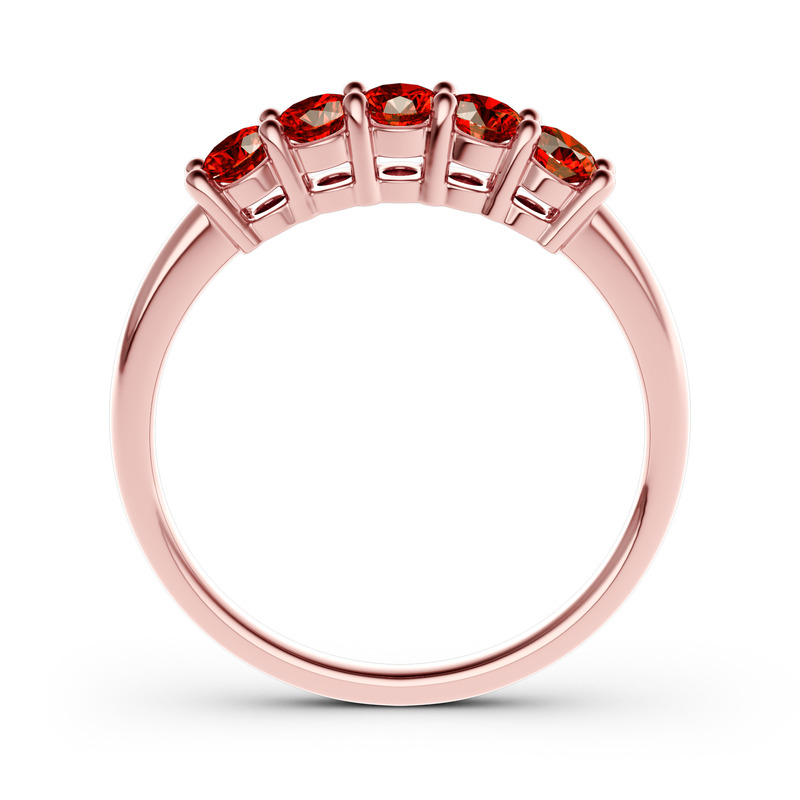 Jeulia Cinco Piedras Redondas Anillo  De 10K/14K/18K Oro Blanco