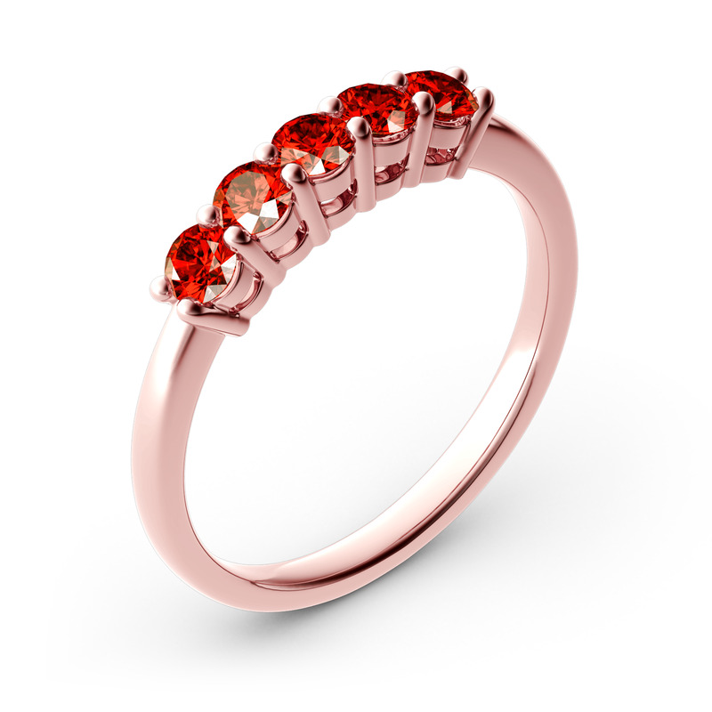 Jeulia Cinco Piedras Redondas Anillo  De 10K/14K/18K Oro Blanco