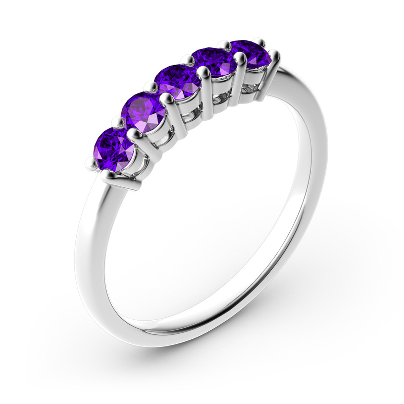 Jeulia Alliance 10K/14K/18K Or Platine Femme Cinq Pierres Moissanite