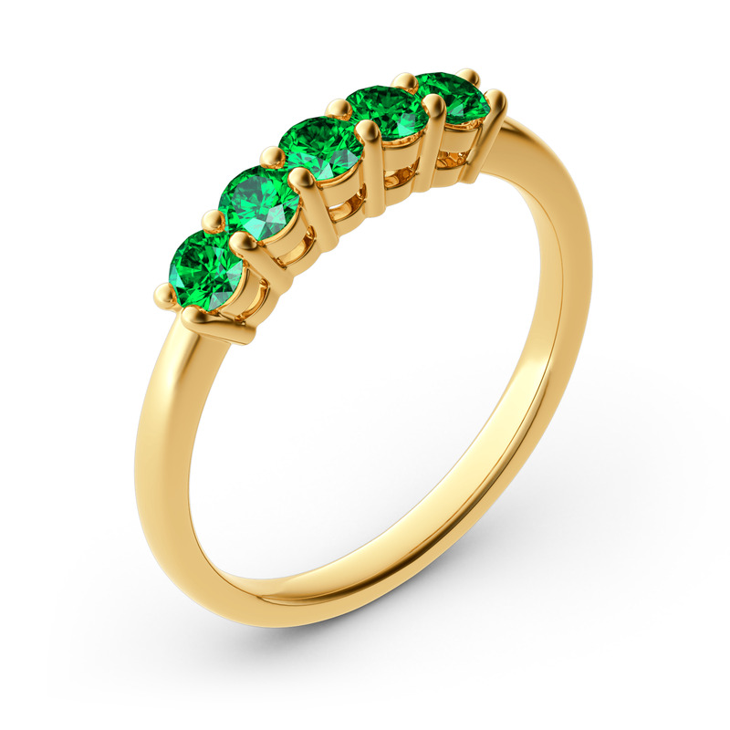 Jeulia 10K/14K/18K Gold Platinum Five Stone Round Cut Band