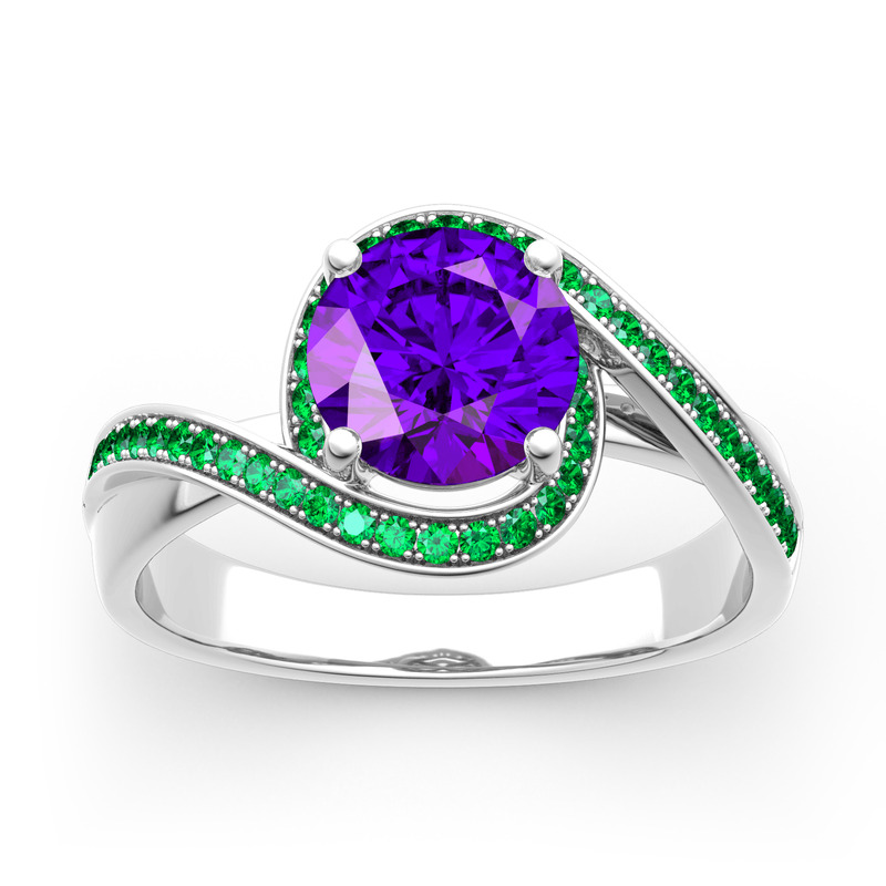 Art Deco Pave Emerald Engagement Ring Twist