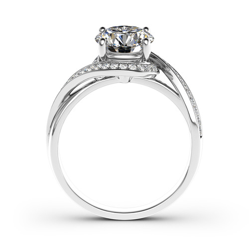 Jeulia 10K/14K/18K Gold Platinum Twist Halo Round Cut Ring