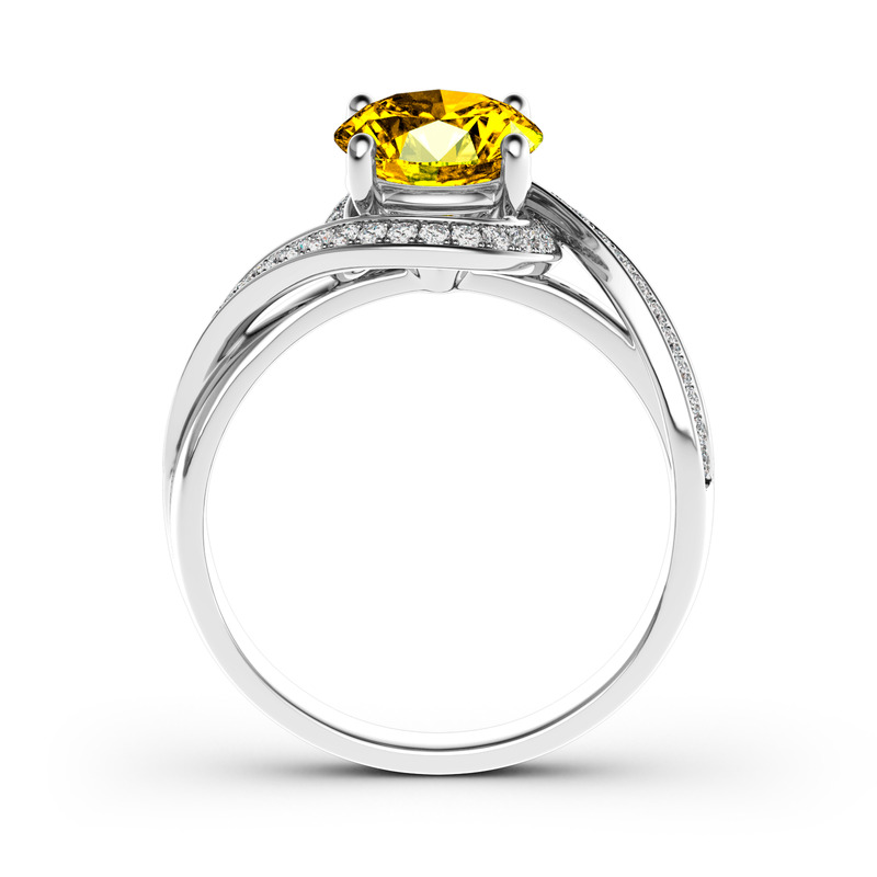 Jeulia 10K/14K/18K Gold Platinum Twist Halo Round Cut Ring